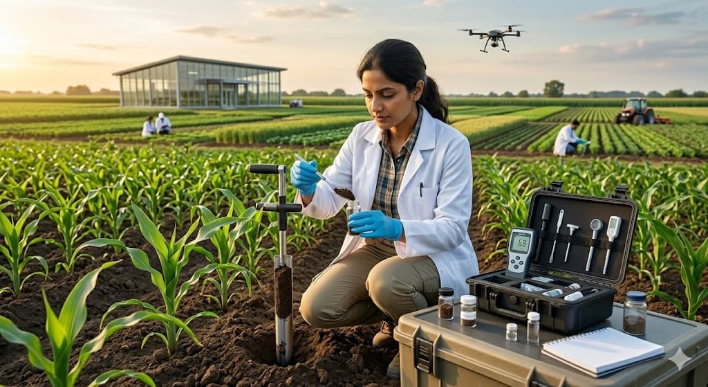 Soil testing in an agricultural field